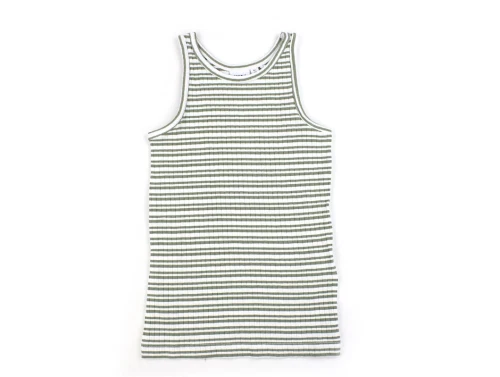 Name It oil green/bright white stribet tanktop